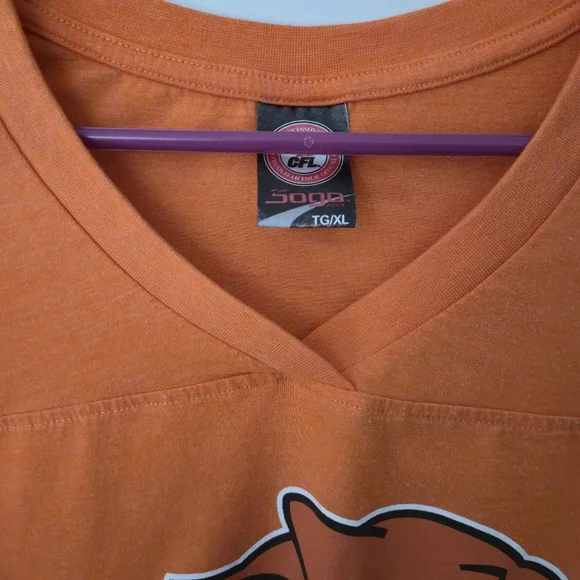 Soga Sports BC Lions CFL Jersey Style V-Neck Graphic T-Shirt Orange Size XL - Picture 7 of 8
